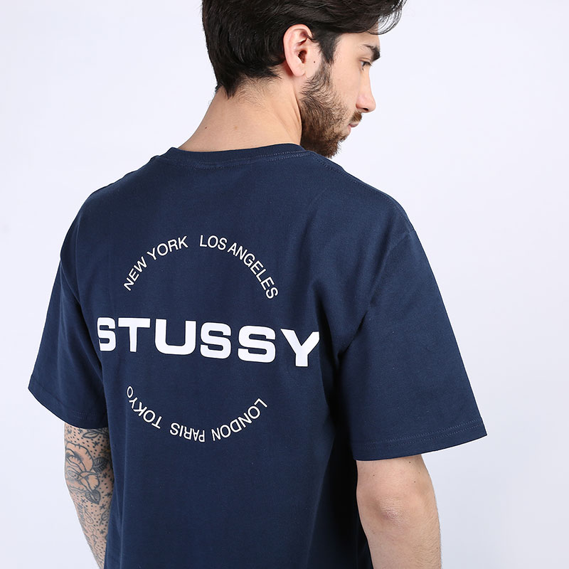 мужская синяя футболка Stussy City Circle Tee 1904501-navy - цена, описание, фото 4